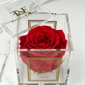 Factory custom acrylic preserved flower rose gift box
