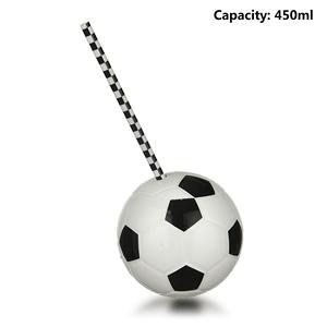 Vaso de Plástico Ecológico de 450 ml con Forma de Balón de Fútbol y Pajita para Uso Deportivo - Product Image 3
