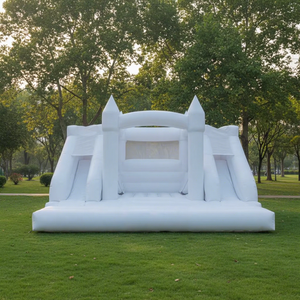 Château gonflable commercial avec double toboggan, château de saut gonflable blanc pour adultes, château gonflable de mariage à <span class=keywords><strong>vendre</strong></span> - Product Image 1