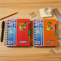 Cuaderno Espiral de Doble Anillo Metálico con Tapa Dura de PP A6, con Separadores, 80 Hojas, Cubierta Impresa Personalizada para Estudiantes, Venta al Por Mayor