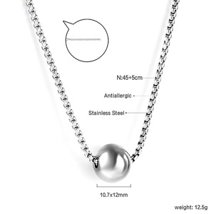 Collier claviculaire en acier inoxydable plaqué or 18 carats avec pendentif boule ronde, bijoux de mode pour femmes - Product Image 5