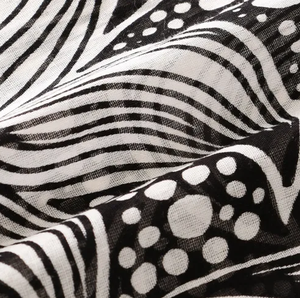 Women's Black & White Floral/Geometric Print Scarf Lightweight Cotton Neck <b>Wrap</b> Soft <b>Shawl</b> for All Seasons - Product Image 5
