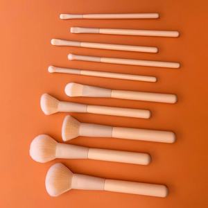 Ensemble de 10 pinceaux de maquillage en poils synthétiques couleur chair, forme éventail, pour fond de teint, anticernes, poudre, kit d'outils de beauté pour le visage - Product Image 2