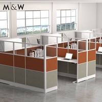 Postes de travail modulaires modernes en bois pour 8 personnes, cloisons de bureau, mobilier de bureau en gros