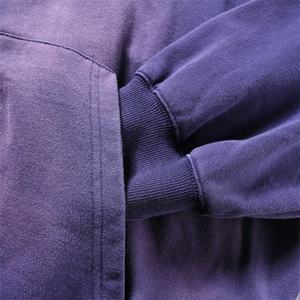 Sudadera con Capucha Topshow Estilo Urbano, Algodón French Terry, Lavado Ácido, Logotipo Personalizado Vintage, Talla Grande, Desgastada por el Sol, Azul - Product Image 5