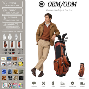 Sac de <span class=keywords><strong>golf</strong></span> hybride portable léger et imperméable en PU marron vintage personnalisé avec livraison rapide depuis le stock pour hommes - Product Image 1