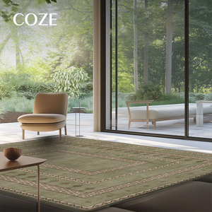 <span class=keywords><strong>Tappeto</strong></span> <span class=keywords><strong>Vintage</strong></span> Francese Verde e <span class=keywords><strong>Beige</strong></span> in Misto Lana Marocchina, Realizzato a Macchina, Ecologico, Antiscivolo, per Soggiorno, Camera da Letto e Comodino - Product Image 6