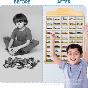Estante de almacenamiento de madera para pared, con múltiples niveles, para exhibir coches, figuras de juguete, 8+ capas, para niños de 8 a 13 años. - Product Image 3