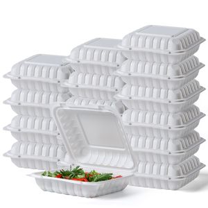 Biodegradable PP Plastic Kitchen Storage Boxes Hinged For Hamburger Take Away Bento To Go Container