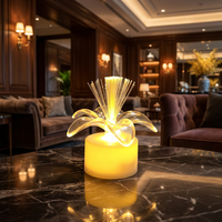 Lampe LED en forme de fleur de lotus à fibres optiques, à piles, en plastique, pour décoration de mariage, fête, maison, anniversaire