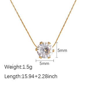 Kalung baja tahan karat berlapis emas antik mode kalung zirkon bulan hati Enamel kalung perhiasan berkelas - Product Image 5