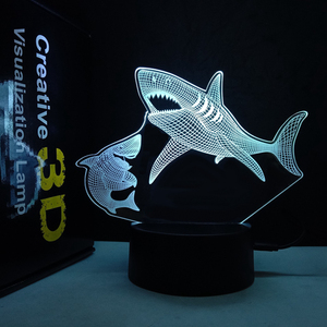 Veilleuse 3D en forme de requin, lampe de bureau, 7 couleurs, lampe de table tactile à distance, décoration pour enfant, cadeau de noël 2026 - Product Image 1