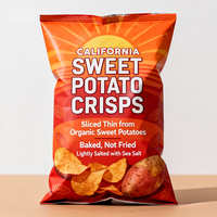 Sac d'emballage en plastique avec impression personnalisée sur le dos pour les collations, les chips de maïs soufflé, les chips de pommes de terre, emballage alimentaire sûr et croustillant
