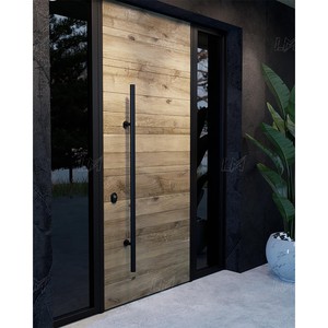 Diseño moderno, <span class=keywords><strong>barniz</strong></span> transparente manchado de <span class=keywords><strong>nogal</strong></span>, puerta pivotante de madera maciza precolgada, apariencia delicada, entrada para apartamento, Villa de Canadá - Product Image 3