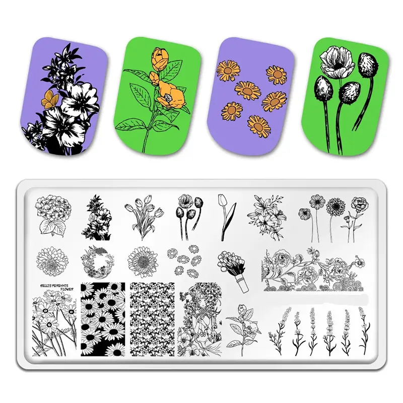 DIY Design Stainless Steel Stamp Board Tool Image Kit Template Flower Nail Art Hot Stamping Board