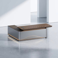 Bureau de direction ergonomique de luxe à finition brillante, écologique, Taiho Painting, finition 8 couches, dureté 3H, table de PDG, MDF E1, bureau