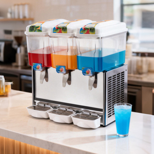 Dispensador de Bebidas Frías Comercial de 3 Tanques, Enfriador de Bebidas para Tiendas de Té de Burbujas AS-Icecream022, Tres Tanques de 18L para Servir Tres Bebidas - Product Image 3