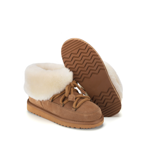 Bottes d'hiver pour femme en cuir véritable de haute qualité YUMMYSNOW, avec semelle intermédiaire en peau de mouton, logo personnalisé, EVA épais, chaudes - Product Image 3