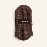 Chaussettes personnalisées avec logo Glacier, tricotées, à revers plat, antidérapantes, pour yoga, femmes, Reformer Pilates