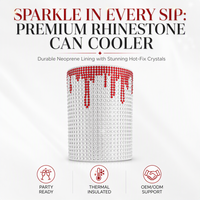 Manchon isotherme réutilisable en néoprène avec strass pour canettes de bière, de soda et de boissons énergisantes standard de 330 ml et 355 ml