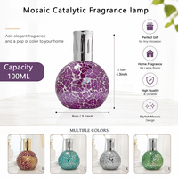 Lampe à parfum catalytique en verre mosaïque 100 ml, diffuseur d'arômes purificateur d'air, éliminateur d'odeurs, brûleur d'huiles essentielles sans flamme
