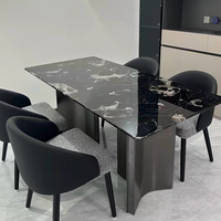 Nouvelle table à manger contemporaine haut de gamme pour la maison, le restaurant ou l'appartement, avec plateau en marbre