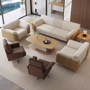 Ensemble de canapés de bureau en cuir de style moderne, grand canapé modulaire pour salle d'<span class=keywords><strong>attente</strong></span>, de visite, de direction et de réception - Product Image 6