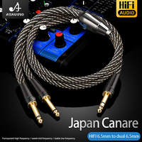 Câble HIFI 6,5 mm vers double 6,5 mm, câble de haut-parleur OFC mâle-mâle, câble audio TS 6,5 vers 6,5 pour mixeur, haut-parleur, amplificateur