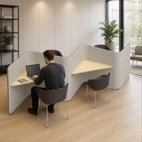 Cabine de bureau modulaire insonorisée pour 4, 6 ou 8 personnes, poste de travail moderne avec plateau en bois, idéale pour centre d'appels