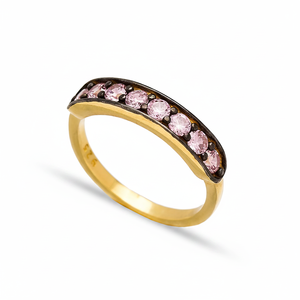 Pink Zircon Shiny <b>CZ</b> Stone Band <b>Ring</b> Handmade Turkish Wholesale Elegant Simple 925 Sterling Silver Jewelry - Product Image 2