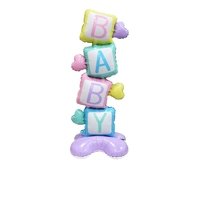 Ballons en Mylar à paillettes de grande taille pour révélation de sexe de bébé, fille ou garçon, avec socles pour fête prénatale ou anniversaire