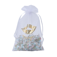 Emballage transparent de haute qualité Organza Cordon Bonbons Bijoux Sac en maille Conception personnalisée Logo Réutilisable sac cadeau en organza transparent