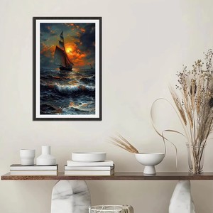 Impression numérique sur toile d'un bateau à voile et de la <span class=keywords><strong>mer</strong></span>, art mural personnalisé, image HD, design personnalisé pour la décoration de la maison - Product Image 2