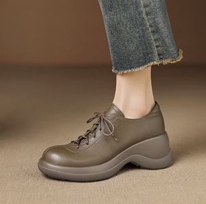 Bottes confortables en cuir de vachette véritable, à lacets et fermeture éclair, imperméables, durables et respirantes, pour femmes, pour la vie quotidienne - Product Image 3