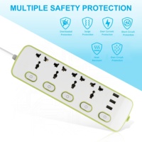 Soket ekstensi USB Universal 4 port, Soket Daya 2m, colokan kustom 3 USB