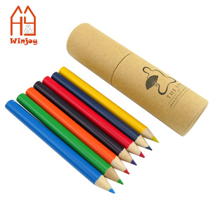 Disegno personalizzato 6 matite colorate con tubo di carta con Logo personalizzato, Mini matite colorate ecologiche per bambini, regalo promozionale - Product Image 3