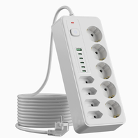 Multiprise standard européenne avec interrupteur de protection contre les surcharges, plusieurs ports USB 5C1A pour la maison et le bureau