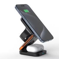 Soporte inalámbrico plegable de carga rápida 3 1, soporte multifunción para teléfono móvil para iPhone, reloj Airpods, salida de 5V/1A, protección OTP