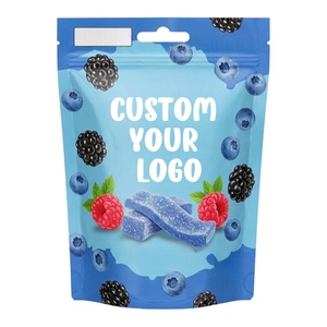 Sacs en mylar holographique personnalisés de 3,5 g, debout, refermables, avec fermeture éclair, sachets pour bonbons, emballage pour produits comestibles, logo imprimé - Product Image 1