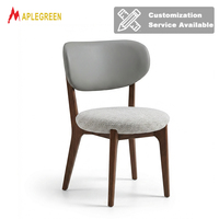 Chaise de salle à manger de style nordique, moderne et minimaliste, en bois massif, chaise de café en tissu pour hôtel et restaurant