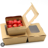 Boîtes à emporter en carton ondulé 14x14x7cm pour gâteaux, pâtisseries, crêpes, emballage de sushis, gaufrage, laminage mat