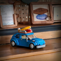 PB PB8805 MOC Voiture de sport miniature bleue pour le camping, modèle d'assemblage créatif, ornements, jouets DIY, cadeaux, 14 ans, ensemble de blocs de construction en ABS