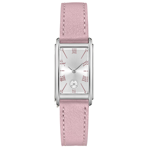 Charmant et moderne boîtier carré de montre fille classique en acier inoxydable 316L avec un bracelet en cuir de veau bleu lac U3024 - Product Image 4