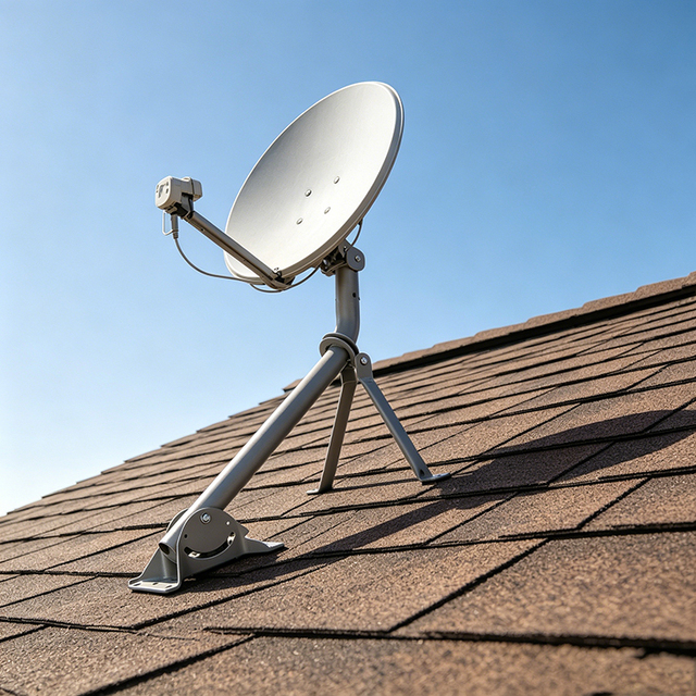 JH-Mech Antenna Mount for Roof or Wall Weatherproof Adjustable Satellite Dish J Pole Mounting Bracket Carbon Steel Antenna Pole