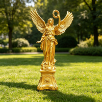 Statue d'ange en résine avec ailes, finition bronze, couleur/taille personnalisée, pour intérieur/extérieur, table/patio/jardin/hôtel, sculpture artistique sur mesure