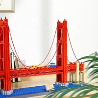 Wange juguetes de plástico Golden Gate Bridge San Francisco World Architectural Street Scene atracciones modelo juego de bloques de construcción