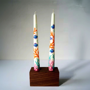 Universal Art Creation Premium Handmade Taper <b>Candles</b> with Underwater Fish Coral Motifs Fresh Scented Art for Holiday Home Decor - Product Image 3