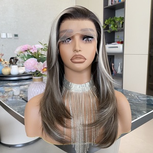Super Offre Perruque Synthétique en Fibre Résistante à la Chaleur, Couleur Sucre Brun, Ondulations Grandes et Superposées, Dentelle 13x4, Haute Densité, Vente en Gros - Product Image 3