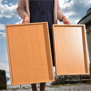 Grand plateau en bois moderne et écologique pour le service de café, de thé et de nourriture, design en stock - Product Image 3