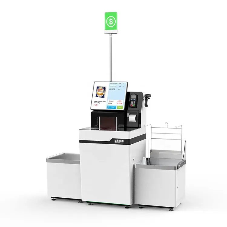 Self-service check-out machines touchscreen automatische betaalterminal kiosk supermarkt self-out kiosk